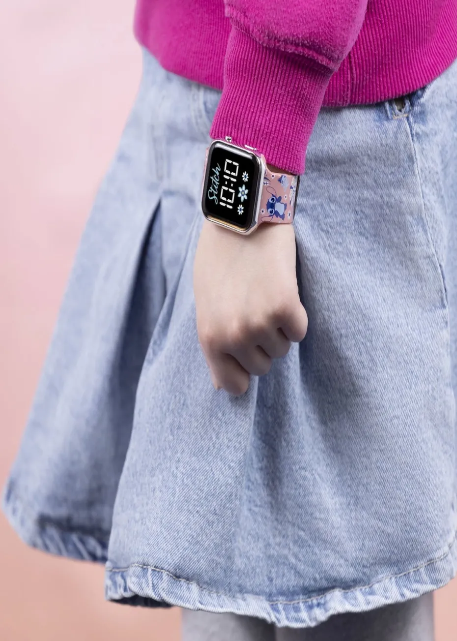 Disney Stitch Pink Stitch Printed Strap LED Watch