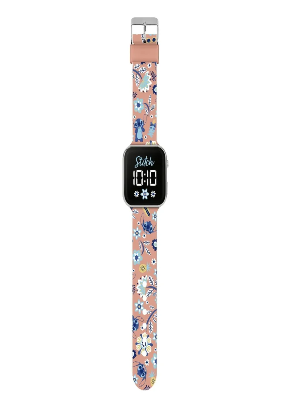 Disney Stitch Pink Stitch Printed Strap LED Watch