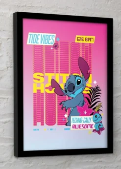 Disney Stitch Pink Techno 2 Framed Poster (45cm x 35cm)