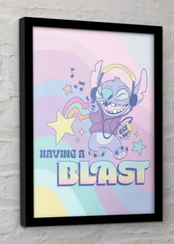 Disney Stitch Purple Having A Blast Framed Poster (45cm x 35cm)