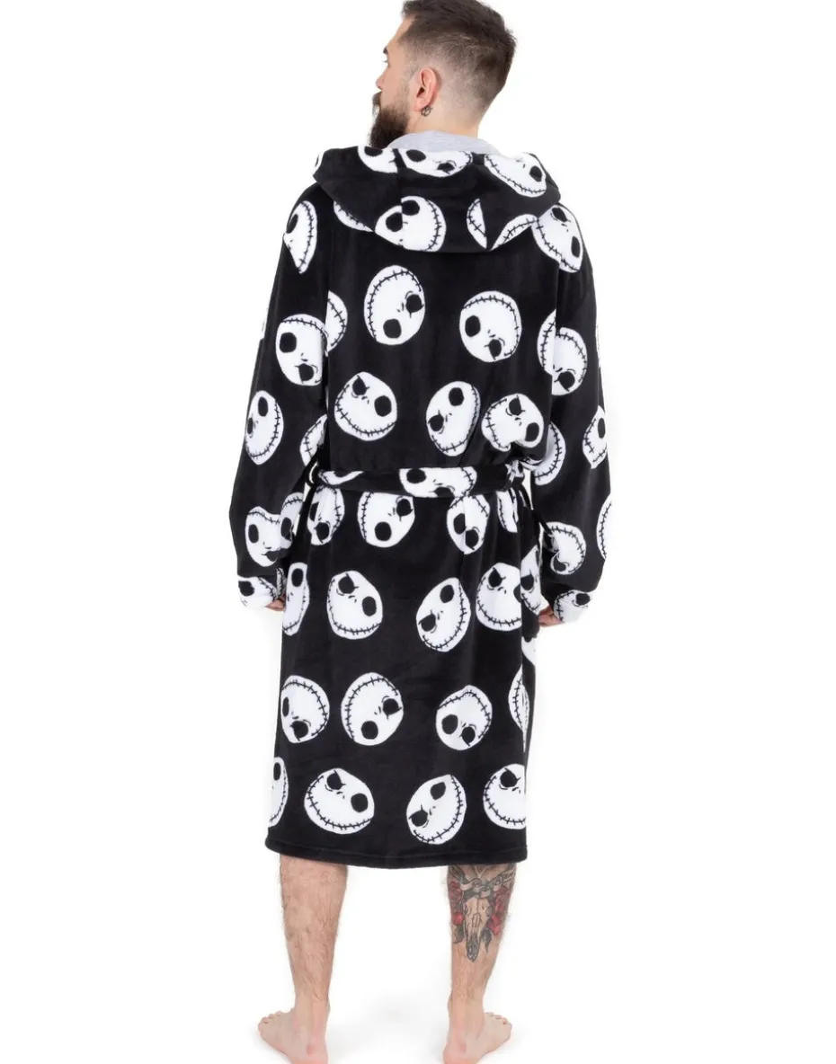 Disney The Nightmare Before Christmas Mens Black Jack Skellington Bathrobe