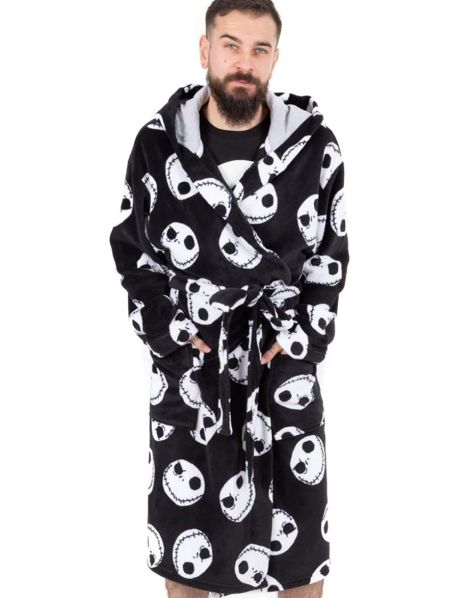 Disney The Nightmare Before Christmas Mens Black Jack Skellington Bathrobe