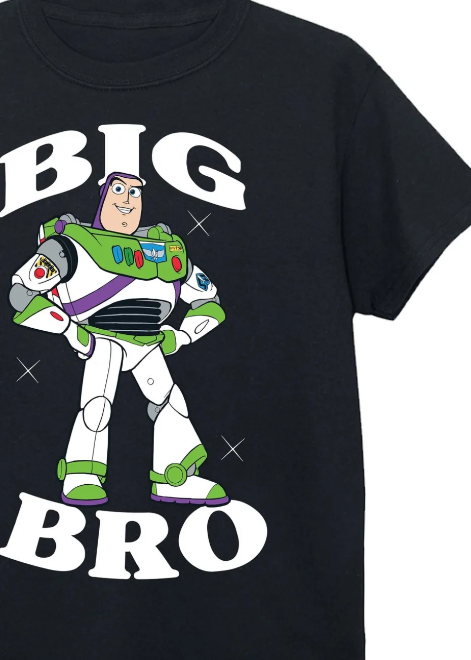 Disney Toy Story Buzz Lightyear Big Brother Boys Black Graphic T-Shirt (3-13 Years)