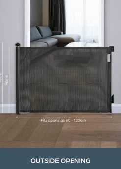 Dreambaby Black Retractable Mesh Roller Gate