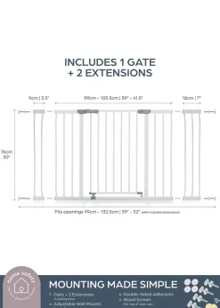 Dreambaby White Ava Extra-Wide Safety Gate