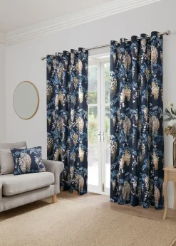 Dreams & Drapes Curtains Wisteria Navy Filled Cushion (43cm x 43cm)