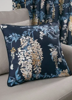 Dreams & Drapes Curtains Wisteria Navy Filled Cushion (43cm x 43cm)