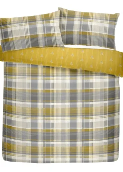 Dreams & Drapes Lodge Connolly Check Brushed Cotton Yellow Duvet Cover Set