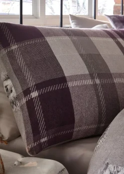 Dreams & Drapes Lodge Colville Check Brushed Cotton Purple Duvet Cover Set