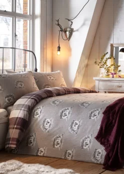 Dreams & Drapes Lodge Colville Check Brushed Cotton Grey Duvet Cover Set