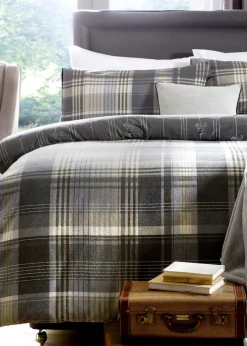 Dreams & Drapes Lodge Connolly Check Brushed Cotton Grey Duvet Cover Set