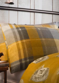 Dreams & Drapes Lodge Colville Check Brushed Cotton Yellow Duvet Cover Set