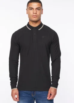 Duck & Cover Black Roxberry Long Sleeve Polo