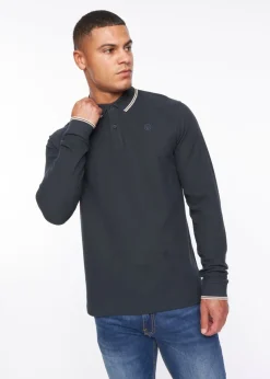 Duck & Cover Navy Roxberry Long Sleeve Polo
