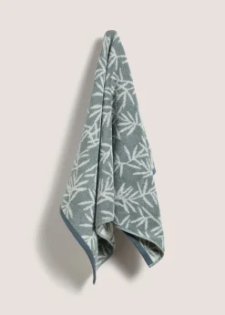 Duck Egg Jacquard Leaf Towel