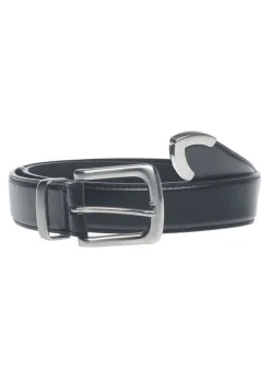 Duke Black Joseph Bonded Leather Metal Tip Waist Belt