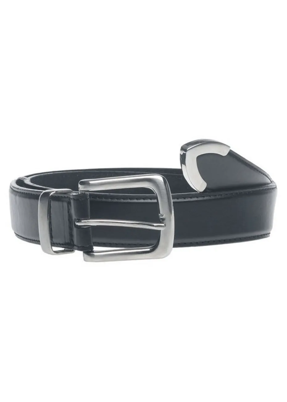 Duke Black Joseph Bonded Leather Metal Tip Waist Belt
