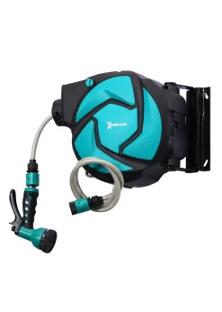 DURHAND 10m Garden Auto Hose Reel Wall Mounted Retractable 7 Patterns Spray Nozzle