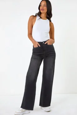 Dusk Charcoal Dusk Denim Wide Leg Stretch Jeans