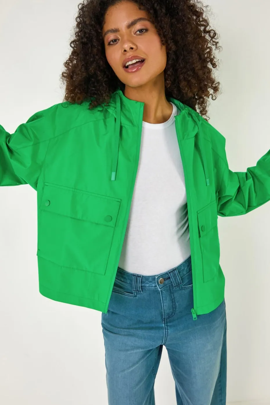 Dusk Green Hooded Raincoat