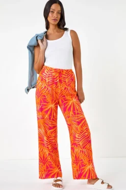 Dusk Orange Dusk Shell Print Wide Leg Trouser