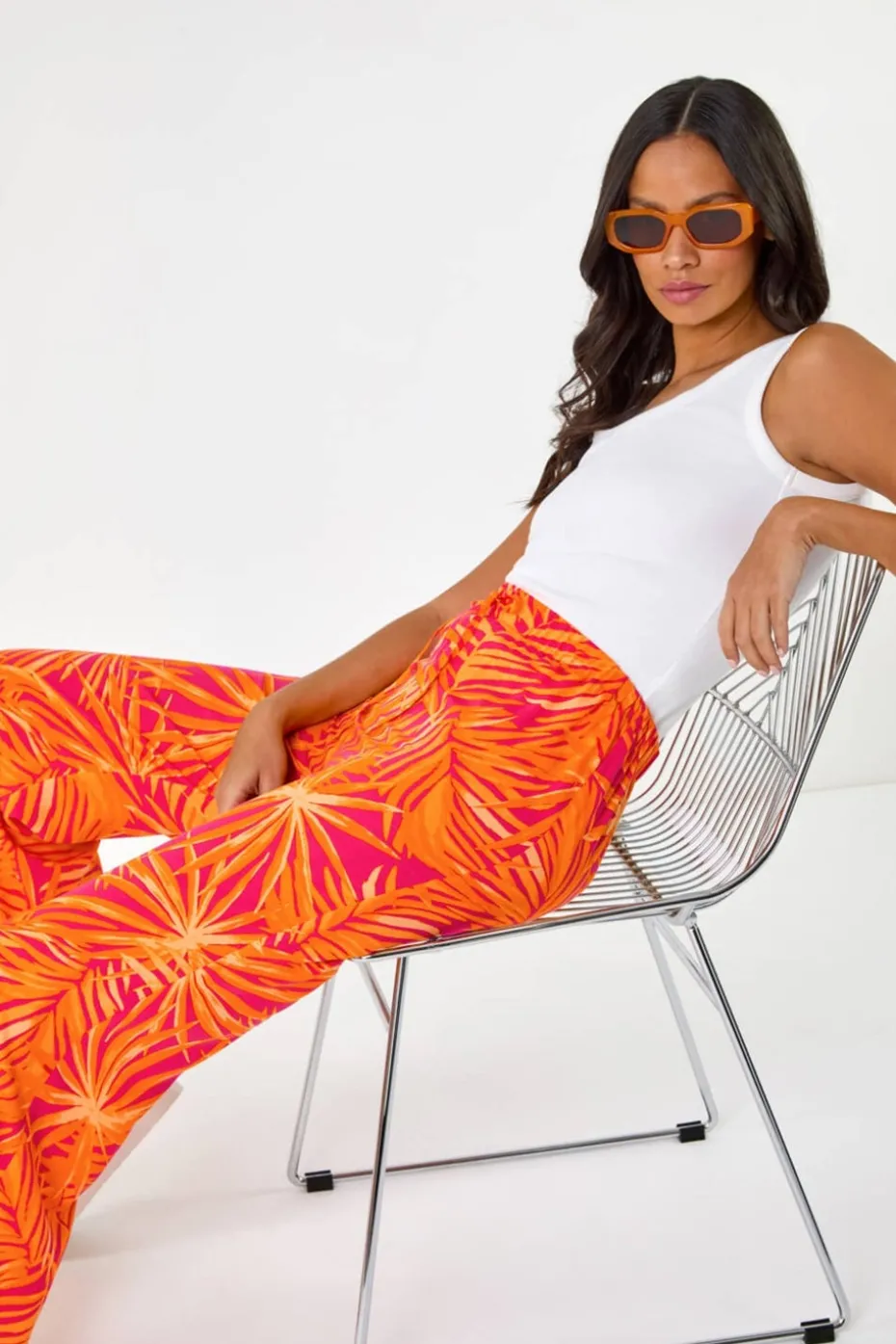 Dusk Orange Dusk Shell Print Wide Leg Trouser