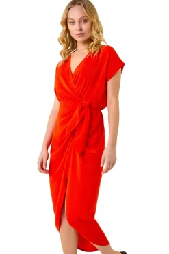 Dusk Orange Dusk Tie Detail Wrap Dress