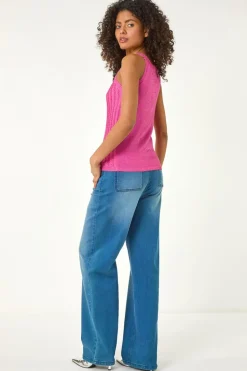 Dusk Pink Dusk Metallic Knit Vest Top