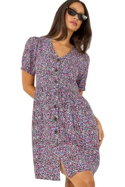 Dusk Purple Dusk Floral Button Down Dress