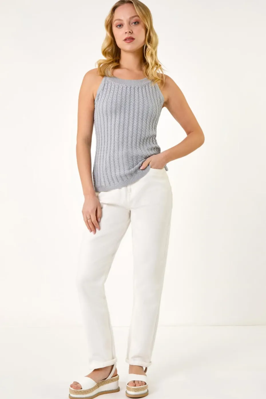 Dusk Silver Dusk Metallic Knit Vest Top