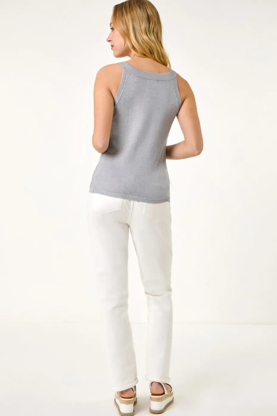 Dusk Silver Dusk Metallic Knit Vest Top