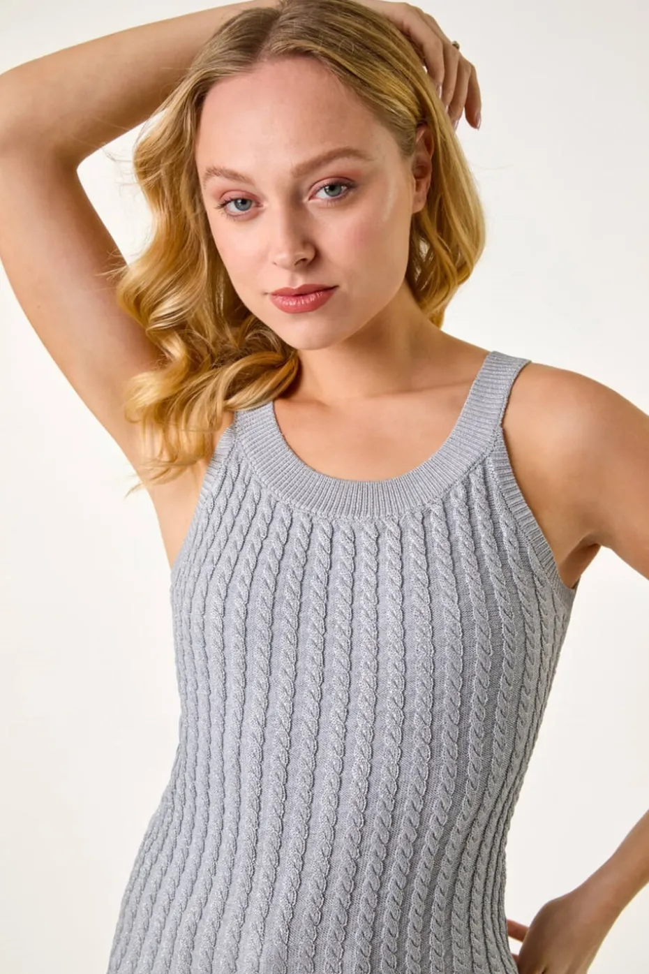Dusk Silver Dusk Metallic Knit Vest Top