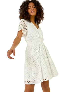 Dusk White Dusk Broderie Anglaise Tiered Dress