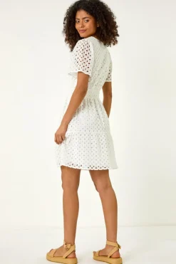 Dusk White Dusk Broderie Anglaise Tiered Dress
