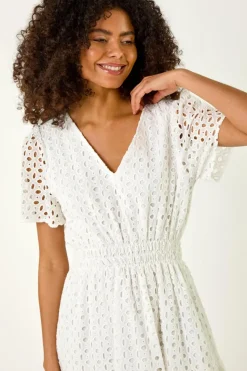 Dusk White Dusk Broderie Anglaise Tiered Dress