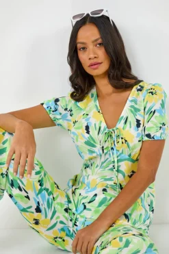 Dusk White Dusk Floral Motif Tie Top