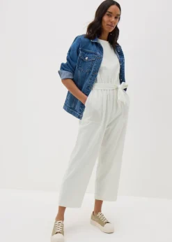 Ecru Linen Blend Jumpsuit