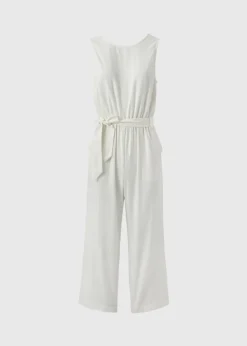 Ecru Linen Blend Jumpsuit