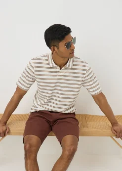 Ecru Stripe Polo Shirt