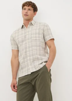 Ecru Textured Check Shirt