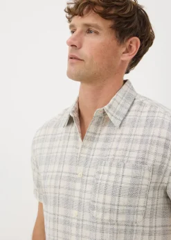 Ecru Textured Check Shirt