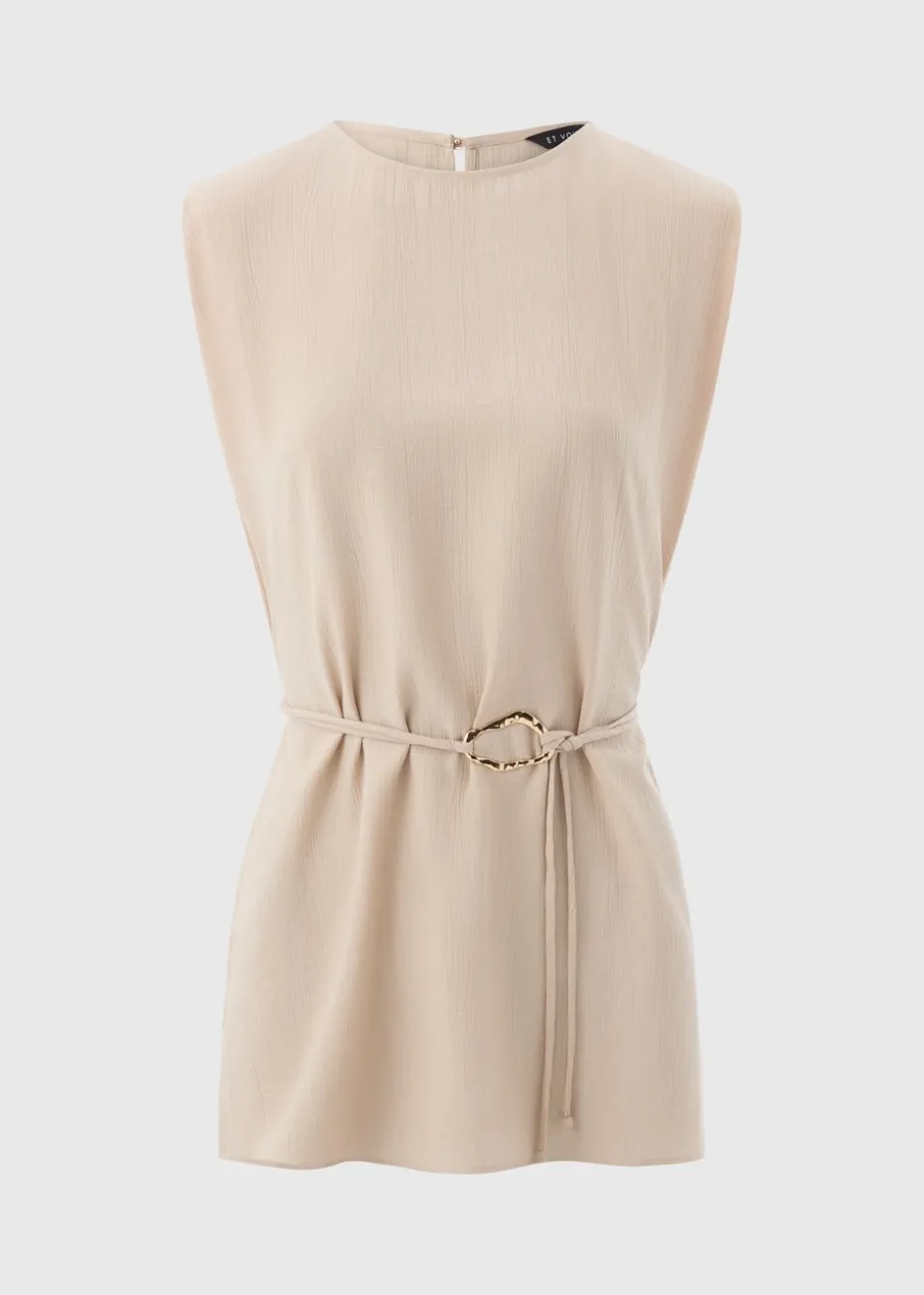 Et Vous Beige Tunic Tie Blouse