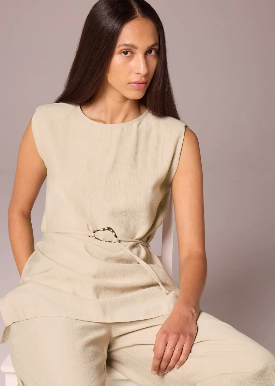 Et Vous Beige Tunic Tie Blouse