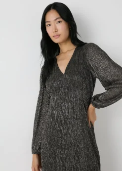 Et Vous Black & Gold Lurex Midi Dress