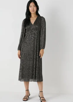 Et Vous Black & Gold Lurex Midi Dress