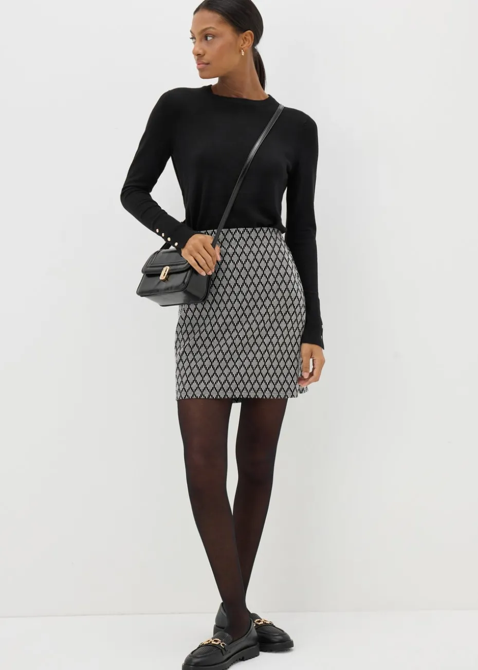 Et Vous Black Diamond Ponte Mini Skirt