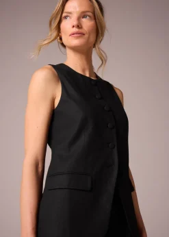 Et Vous Black Linen Blend Waistcoat