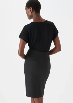 Et Vous Black Ponte Knee Length Skirt