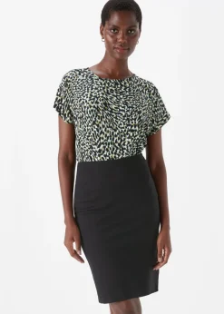 Et Vous Black Ponte Knee Length Skirt