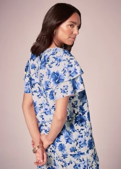 Et Vous Blue Floral Tea Top